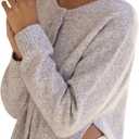Womens Crop Cardigan Sweaters Long Sleeve Side Split Cardigan Knitwear Trendy Button Down Knit Cardigan (Medium, Light Grey)
