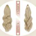 FELENDY 16" Ponytail Extension Long Curly Wavy Ponytails Clip in Claw Hair Extension Pony Tails Natural Looking Synthetic Hairpiece for Women Light Blonde Mix Bleach Blonde