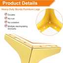 12 Pieces Metal Furniture Legs Modern Style Triangle Dresser Legs Sofa Feet DIY Replacement Legs for Chairs Table Cabinet Cupboard Sofa Couch Ottoman (Gold, 4 Inch)