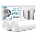 8 Gallon Trash Bags - 50 Count 8 Gal Medium Trash Bags, Unscented White 8 Gallon Garbage Bags