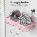 Liuoud 5 Pack Shower Caddy Organizer Rack Shelf for Inside Shower, Adhesive Bathroom Wall Storage Basket Rustproof Stainless Steel Shampoo Holder, Girly Bathroom Accessory Decor Set, Pink