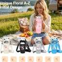 Initial Water Bottle Holder with Strap for Stanley Cup Accessories 40 oz/Simple Modern Tumbler, Birthdays for Women Girls, Water Bottle Carrier Bag with Phone Pocket,Hiking Walking Gym Camping