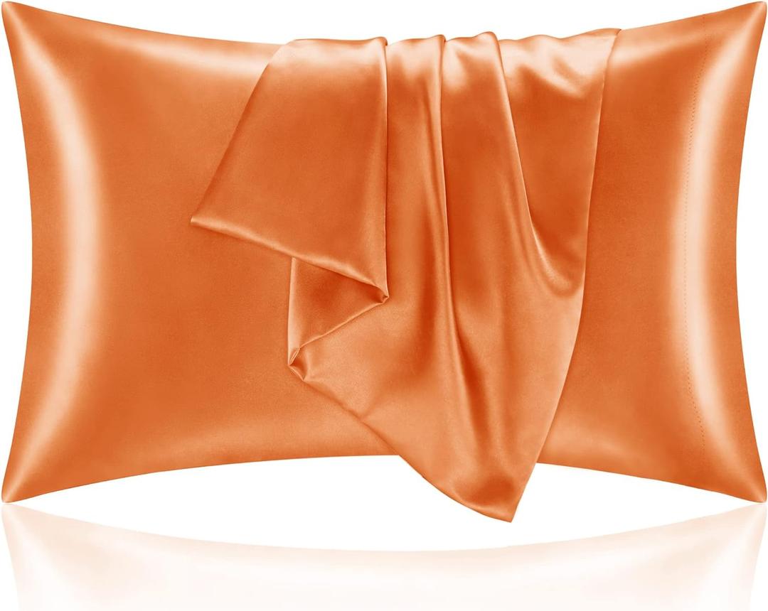 BEDELITE Satin Pillowcase for Hair and Skin, Super Soft and Cooling Similar to Silk Pillow Cases 2 Pack with Envelope Closure, Gift for Women Men(20"x40" King Size, Burnt Orange)