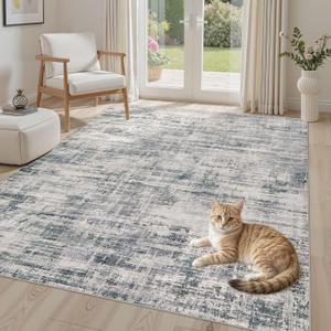 Area Rug for Living Room: 5x7 Washable Neutral Abstract Modern Soft Rugs Non Slip Indoor Floor Stain Resistant Carpet for Bedroom Dining Room Office Nursery - Gray (Grey)