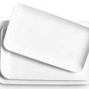 DELLING Large Serving Platter Set 16/14/12inch Large Serving Tray - Rectangular White Serving Trays for Party, Turkey Platter Set of 3, Dinner Parties