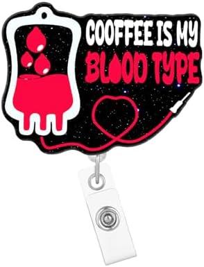 Pack of 3, Arakulago Phlebotomy Blood Badge Reel Retractable Nurse Phlebotomist Coffee is My Blood Type Funny Nursing Badge Holder with ID Clip Accessories Medical RN CNA Glitter Acrylic Name Badge Clip Card