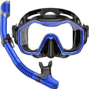 Kwambiri Snorkeling Gear for Adults Kids, Dry-Top Snorkel Set, 180°Panoramic Wide View Diving Mask Breathing Freely Snorkel Mask for Snorkeling Scuba Diving Swimming Travel