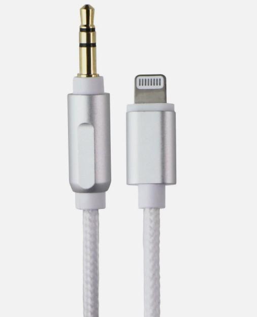 Acoustix (6-Ft) 3.5mm to 8-Pin Braided Auxiliary Cable - White