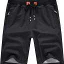 QPNGRP Mens Shorts Casual Drawstring Zipper Pockets Elastic Waist, Size 40