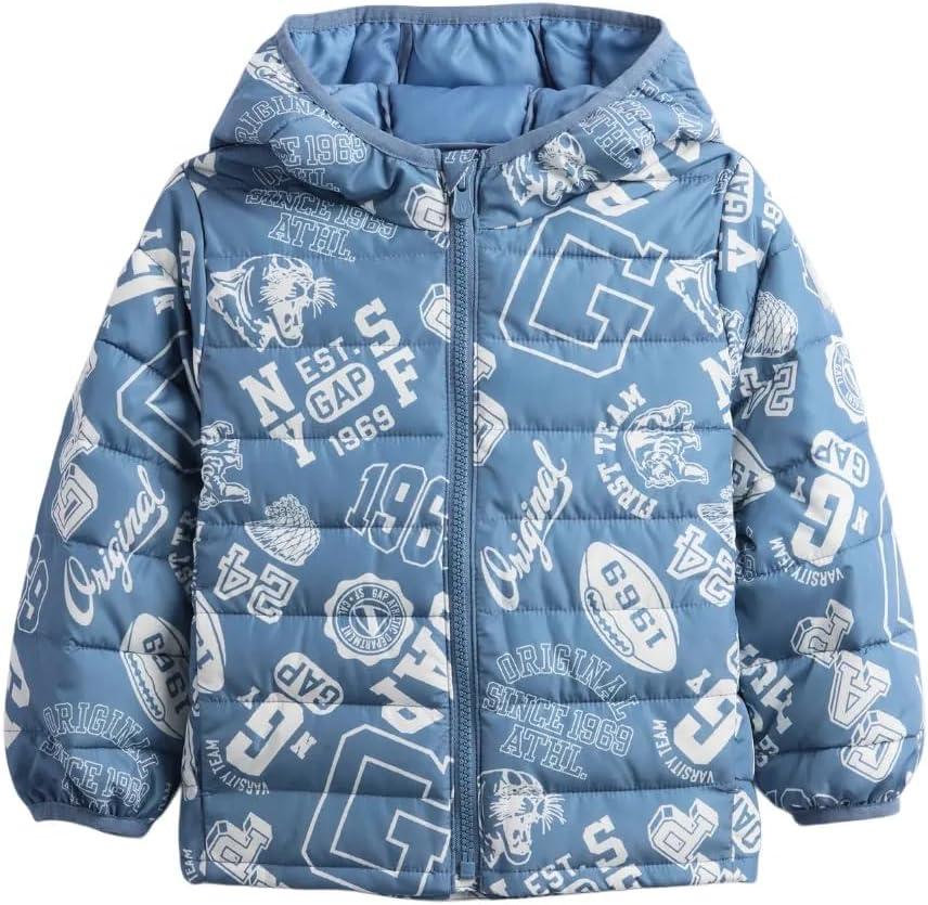 GAP Baby Boy Classic Logo Puffer Jacket (18-24 Months, Cornflower829)