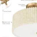 Semi Flush Mount Ceiling Lights, 4-Light 18" Gold Light Fixtures Ceiling Mount with Pleated Linen Fabric Shade, Drum Lighting Fixture for Nursery Hallway Bedroom Kitchen, AD-25036-4SF-GD-B, 18", Single Shade