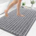 Smiry Bathroom Rugs Mat 71x47, Extra Soft Absorbent Chenille Bath Rugs, Non Slip Rubber Backing Machine Washable Quick Dry Bath Mats for Bathroom Floor, Tub, Shower, Home Decor Accessories, Grey