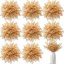 Censen 50 Pieces Artificial Holly Berry Stem Picks with Snowflake Frosted Christmas Tree Branches Fillers Ornaments Snowy Berry Twig Branches for Xmas Garland Wreath Winter Home Decor(Gold)