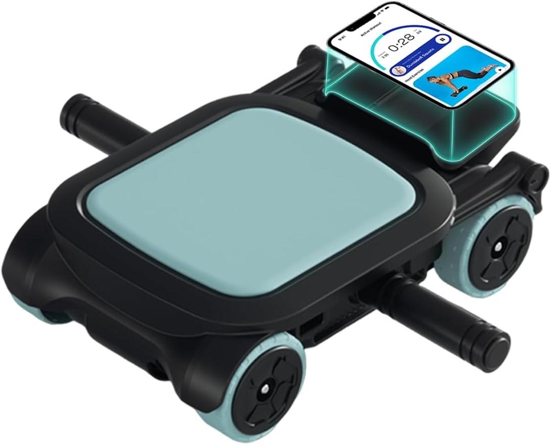 Roller with 4 Wheels: Automatic Rebound Abdominal Wheel for Core Workout, Workout Equipment for Home and Gym, Abdominal Exercise Roller for Men and Women