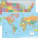 RMC Classic United States USA and World Wall Map Set (Signature Edition) 32x50-in