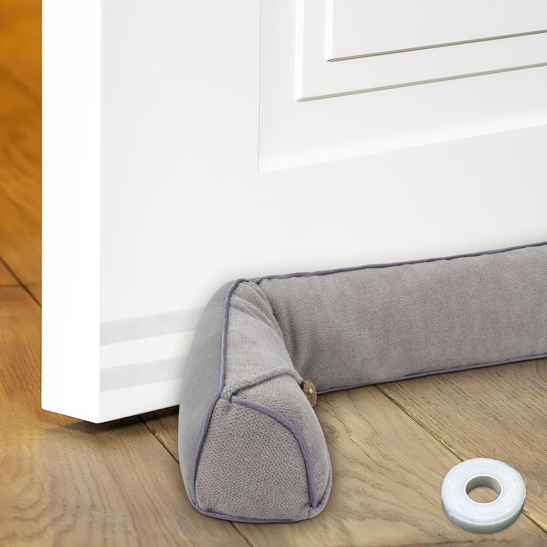 Door Draft Stopper 36 inches Triangle Draft Stopper for Bottom of Doors, Weighted Under Door Draft Blocker Sweep Weather Stripping Insulation Noise Cold Air Stopper (Grey) (Gray)