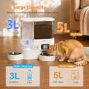 TYM Automatic Cat Feeder and Water Dispenser 2-in-1, 5L Cat Dry Food Dispenser, 3L Gravity Waterer, Programmable Timed Cat Feeder for Cats Small Dogs Pets, Stainless Steel Bowls for Easy Cleaning
