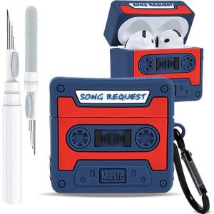 Boaretiu for Airpods 4 Case 2024 Cute Cartoon Kawaii - Funny 3D Soft Silicone Design Cover with Carabiner and Cleaner Kit Fun Cool Shell Stylish for Boys Girls Teens Women for Air pods 4, CD Tape