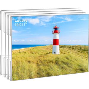 11x14 Acrylic Picture Frames Set of 4, Clear Photo Frame for Wall with Tape, Clear Picture Photo Frames 11x14 for Home, School, Office - Horizontal