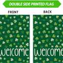 Welcome St. Patrick's Day Green Shamrocks Clovers House Flag Large Burlap 28X40 Inch Vertical Double Sided Outside Yard Holiday Outdoor Farmhouse Decoration