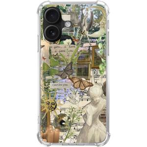 Butterfly Aesthetic Vinatge Case Compatible with iPhone 16, Cottagecore Nature Fairy Phone Case for iPhone 16, Trendy Cool TPU Bumper Case Cover