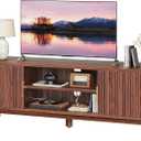 PRAISUN 54 Inch TV Stand for 50, 55 Inch TV, Fluted Entertainment Center with 2 Cabinets, TV Consoles for Living Room, 3-Level Adjustable Shelf, 4 Cable Holes, Meida Console, Walnut