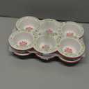 Hiceeden 2 Pack Ceramic Muffin Pans, 6 Cup Non-Stick Muffin Tin Cupcake Pan, Floral Baking Pans with Red Rim for Puddings, Muffins, Cakes, Quiches, Brownies