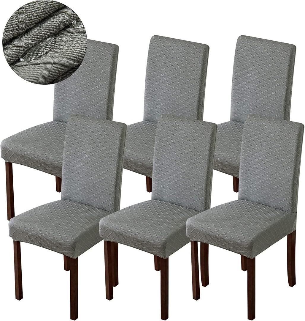 Genina Waterproof Dining Room Chair Covers - Kitchen & Parsons Chairs (Gray, 6 PCS) (Grey)