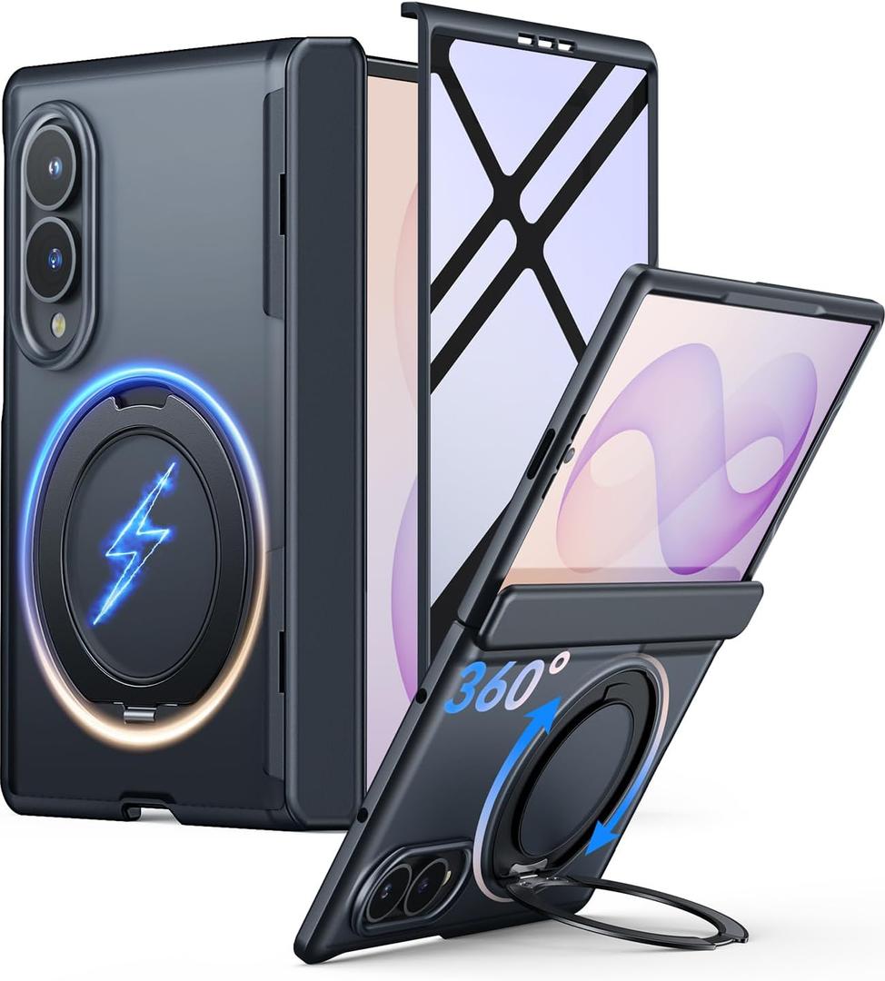 JUESHITUO 360 Magnetic Stand for Samsung Galaxy Z Fold 8 Case (Wide), Black