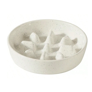 Ceramic 1.2 Cup Raised Slow Feeder Dog Bowl Set, Elevated 6.1inch Bowl