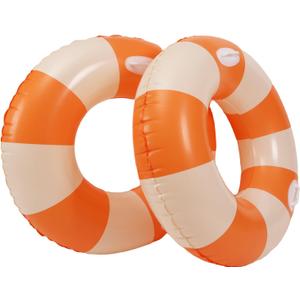 2PCS XL Striped Beach Inflatable 45" Pool Floats for Adult Bachelorette Swim Ring Pool Floaties with Handle Inflatable Swimming Pool Raft Party Water Summer Float Party Supplies