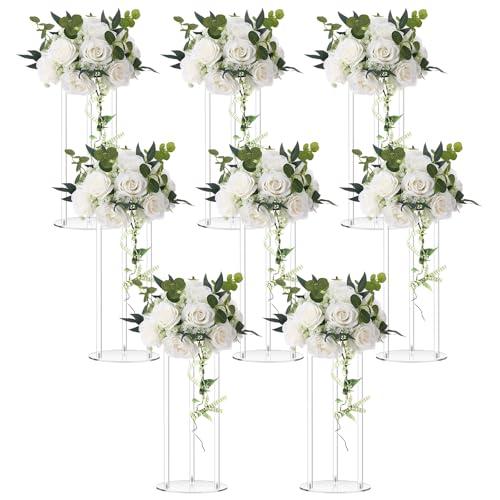 Teenyyou 8 Pcs 16 Inch Tall Acrylic Vase Wedding Centerpieces Clear Flower Stand Acrylic Centerpiece Stand Floral Vase Elegant Display Holder for Wedding Birthday Party Table Decorations