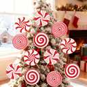 DECEED 10 PCS Christmas Tree Picks- 7.87" Large Red White Lollipop Christmas Picks for Tree-Cute Candy Picks Ornaments for Xmas Tree Topper Decorations-Home Office Holiday Party Vase Decor Indoor , missing 2 sticks