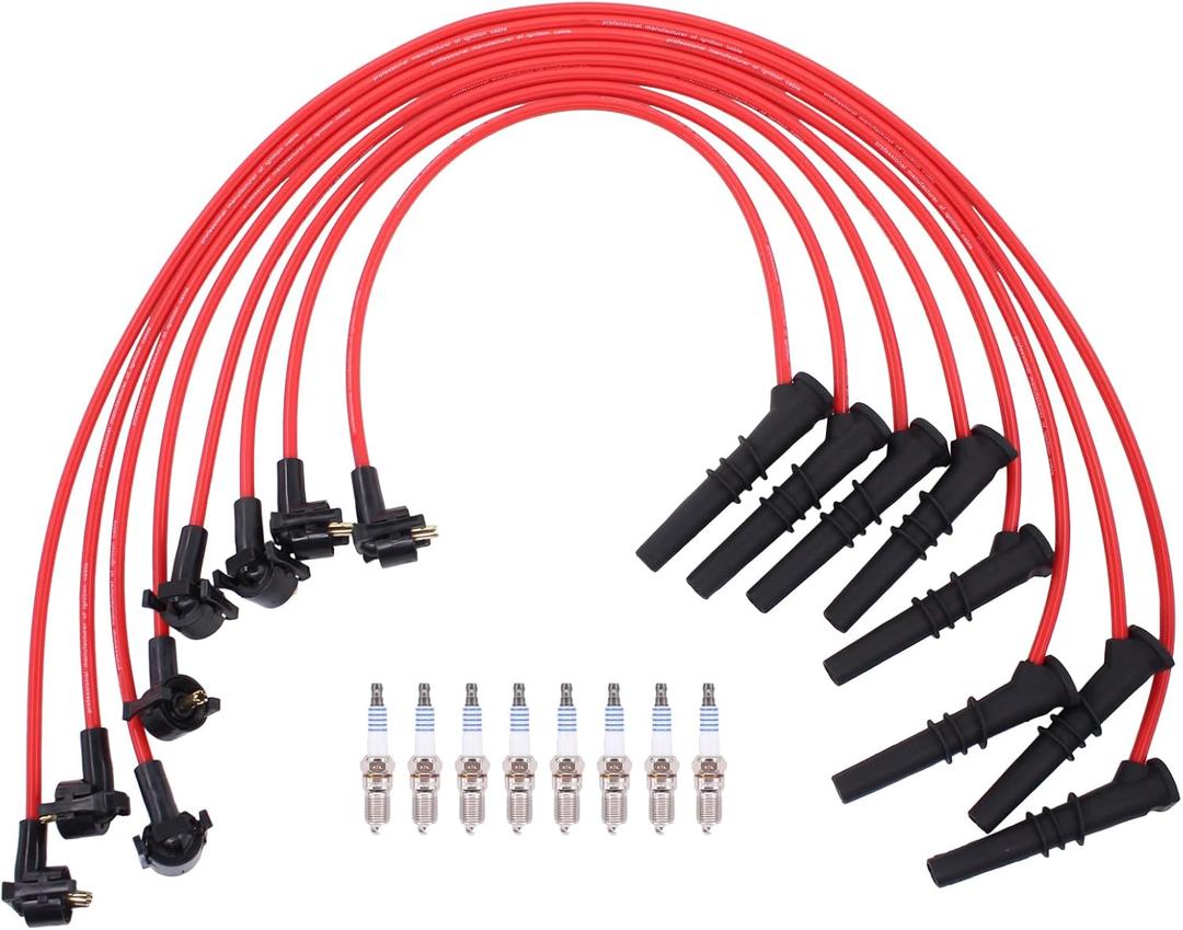 ApplianPar Spark Plug Wires and Spark Plug Set for Ford F150 F250 4.6 1997-99, E150 4.6 1997-98, Crown Victoria 1996-99, Expedition 4.6 Lobo 1997-99, for Lincoln Town Car 4.6 1996-98