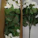 Artificial Geranium Fake Flowers for Outdoors Decoration, 6 Bundles Silk Geraniums White Flower UV Resistant Look Real Faux Plants for Front Door Garden Porch Planter Patio Balcony Yard Indoor Home