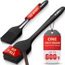 Walfos 600F Heat Resistant Silicone Basting Brushes BPA Free Pastry Brush, Spread Oil Butter Sauce for BBQ Grill Baking Kitchen Cooking, Dishwasher Safe (2 SIZE) (Large + Small, Black)