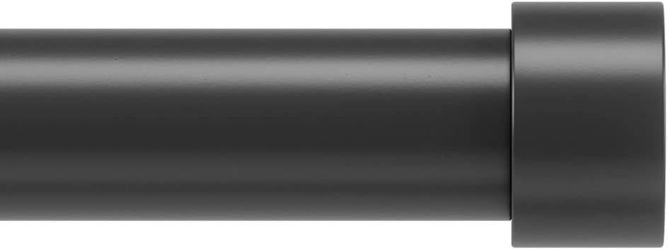 Umbra Cappa Curtain 1-Inch Drapery Rod Extends from 66 to 120 Inches, Includes 2 Matching Finials, Brackets & Hardware, Brushed Black, 120-inches (66 to 120-Inch, Brushed Black)