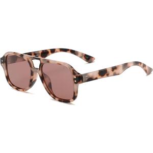 OUWEN Retro Polarized Square Aviator Sunglasses Womens Mens, Trendy Designer Rectangle Sun Glasses 70s Shades OW2239