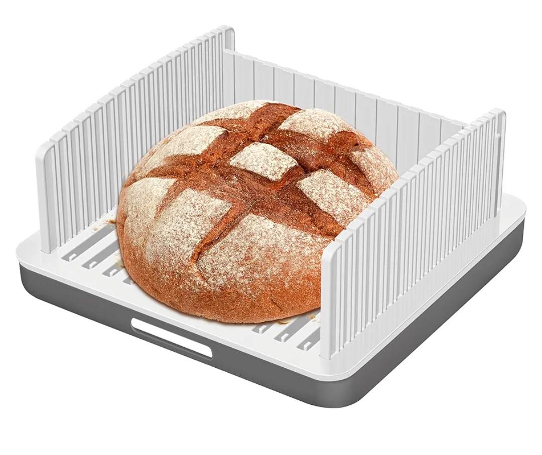 Upgrade Widen Bread Slicer for Sourdough rounds, 13″ Adjustable Large Capacity Wide and Thicknesses, Foldable and Compact Cutting Guide with Crumb Tray, Suitability for Homemade sourdough Bread