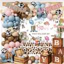 Boots or Bows Gender Reveal Decorations - 130Pcs Boy or Girl What Will Baby Be Gender Reveal Party Supplies Include Backdrop Balloon Garland Tablecloth Boots or Bows Banner Cake Cakecup Topper
