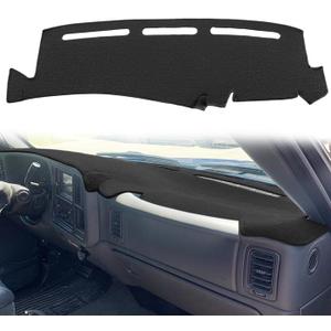 Yiz Dash Cover Mat Pad Custom Fit for 1999-2006 GMC Sierra/ Chevy Chevrolet Silverado, 2000-2006 GMC Yukon XL/ Chevy Suburban Tahoe Avalanche, Dashboard Cover Carpet (99-06 Black) Y55