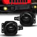 4 Inch Led Fog Lights Round with White & Amber Fog Lamps Fit for 2018-2025 Jeep Wrangler JL JLU Gladiator, DOT Approved Front Bumper Offroad Fog Lamps Accessories Replacement, Plug And Play