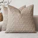 Foindtower Set of 2 Decorative Vintage Floral Print Throw Pillow Covers Neutral Modern Farmhouse Cushion Covers Boho Home Decor for Sofa Chair Couch Bedroom Living Room,1818 Inch,Tan Taupe