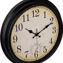 Wall Clock Vintage Style Inodor Outdoor Clock 16 Inch Large Wall Clocks Waterproof with Thermometer for Living Room Patio Pool Garden (Bronze)