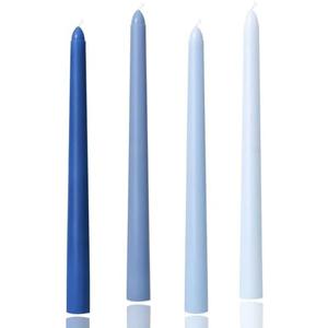10 inch Gradient Taper Candles,Set of 4 Tapered Candle, Tall Candlesticks,Conical Stick Candles,Smokeless,Home Dinner, Party, Wedding, Halloween, Christmas (Blue Series, 10inch)