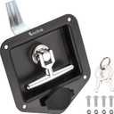 Black T-Handle Truck Tool Box Latch Replacement kit Folding Lock with Keys,Truck Box, Trailer Door, RV, Camper, Storage Box, 4.9" L x 4.8" W (1)