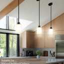 1-Light Mini Pendant Light Fixtures, 2-Pack Modern Hanging Ceiling Lighting, Adjustable Height, Black Pendant Lamp with Dual Glass for Kitchen Island Bedroom