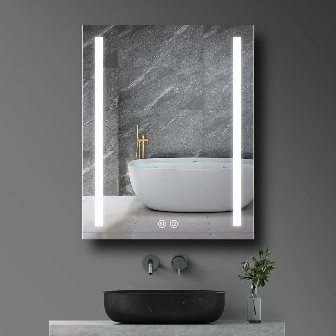 24x30 LED Mirror Medicine Cabinet Recessed or Surface, Defogger, Makeup Mirror 3X, Adjustable Color Temp & Dimmer, Outlets & USB (24x30) (CASE 24x30 IN One Door)