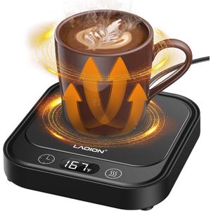 Mug Warmer - 40W Coffee Cup Warmer for Desk with Auto Shut Off, Smart Electric Candle Warmer with 4 Temp & Time Settings, Coffee Gifts for Beverage, Tea, Water, Milk in Home & Office (Black)