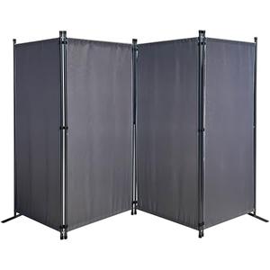 Room Divider 87" W x 65" H Gray | 4-Panel Folding Privacy Screen | Portable Room Partition | Garden Separation Paravent | Water Repellent Indoor & Outdoor Freestanding Wall